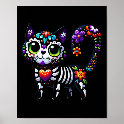 Dia De Los Muertos Cinco De Mayo Cat Sugar Skull Poster (Vorne)