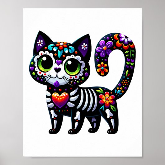 Dia De Los Muertos Cinco De Mayo Cat Sugar Skull Poster (Vorne)