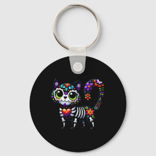 Dia De Los Muertos Cinco De Mayo Cat Sugar Skull Schlüsselanhänger
