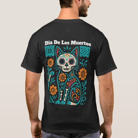 Dia De Los Muertos Cinco De Mayo Cat Sugar Skull T-Shirt (Rückseite)