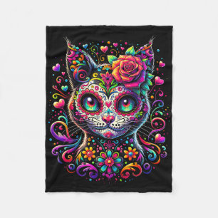 Dia De Los Muertos Cinco De Mayo Katze Zuckerschäd Fleecedecke