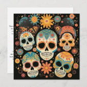 "Dia de los Muertos, Colorful Calavera Gallery Einladung (Vorne/Hinten)