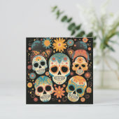"Dia de los Muertos, Colorful Calavera Gallery Einladung (Stehend Vorderseite)