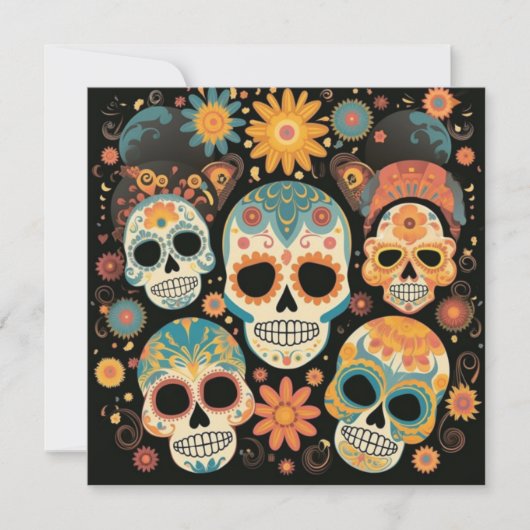 "Dia de los Muertos, Colorful Calavera Gallery Einladung (Vorderseite)