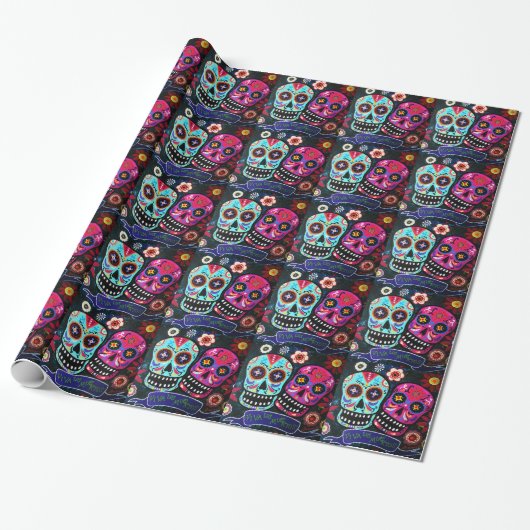 Dia de Los Muertos Couple Geschenkpapier (Ungerollt)