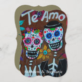 DIA DE LOS MUERTOS COUPLE WEDING INVITATION EINLADUNG (Vorne/Hinten)