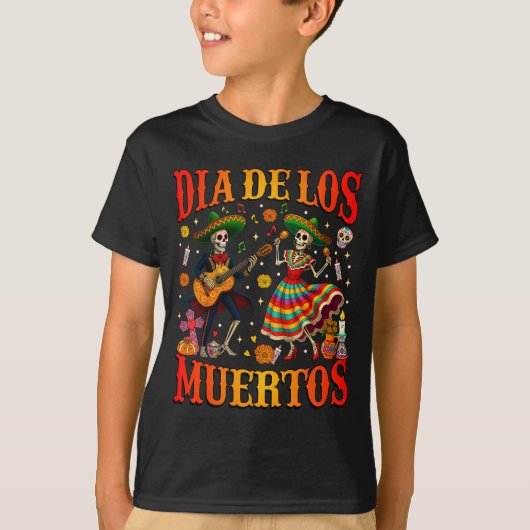 Dia De Los Muertos Dancing Skeletons Guitar Day Of T-Shirt (Vorderseite)