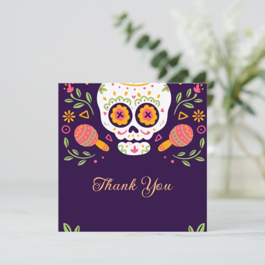 Dia De Los Muertos Dankeskarte (Stehend Vorderseite)