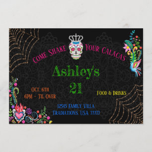 Dia De Los Muertos Day of the Dead Birthday 12x18 Einladung