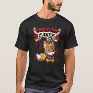 Dia de Los Muertos Day of the Dead Fox T-Shirt