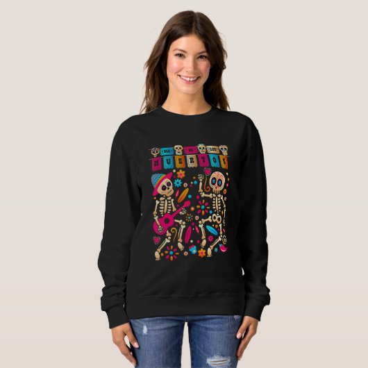 Dia de Los Muertos Day of the Dead Mexican Skeleto Sweatshirt (Vorne ganz)
