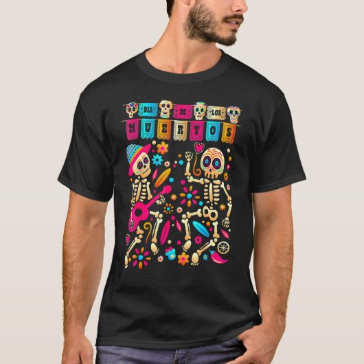 Dia De los Muertos Day of the Dead Mexican Skeleto T-Shirt (Vorderseite)