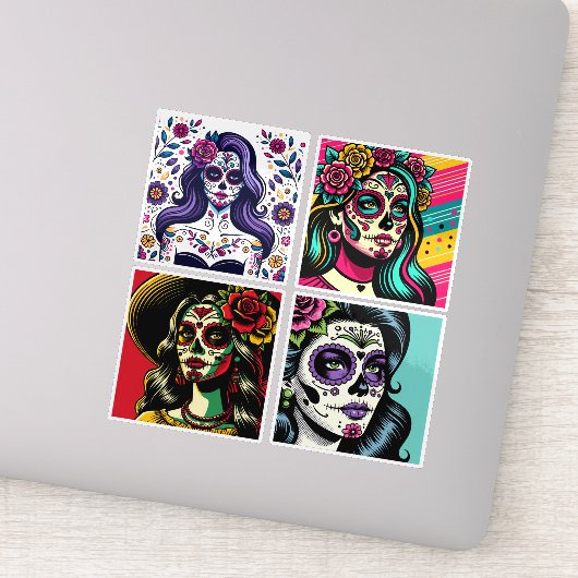 Día de los Muertos Day of the Dead Pop Art Sticker (Detail)