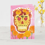 Dia de los Muertos Day of the Dead Skull Marigolds Karte (Gelbe Blume)