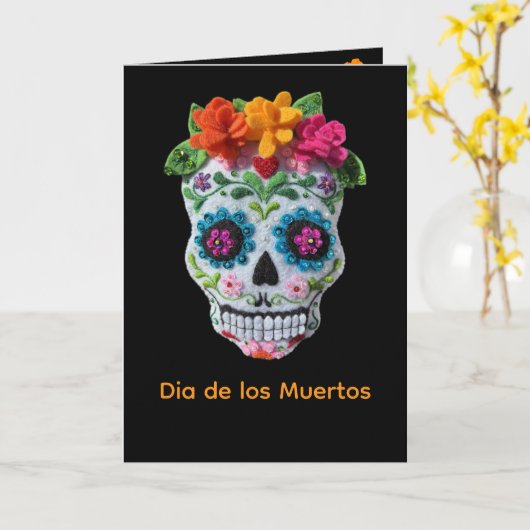 Dia de Los Muertos Day of the Dead Stitchery Skull Karte (Gelbe Blume)