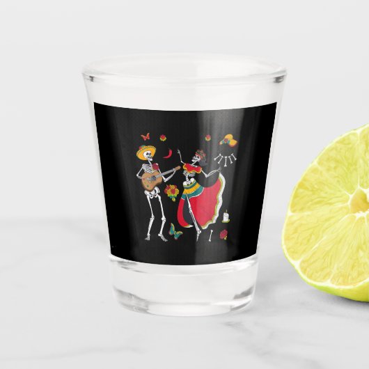 Dia De los Muertos Day Tode 2020 Schädeltanz Schnapsglas (Vorderseite)