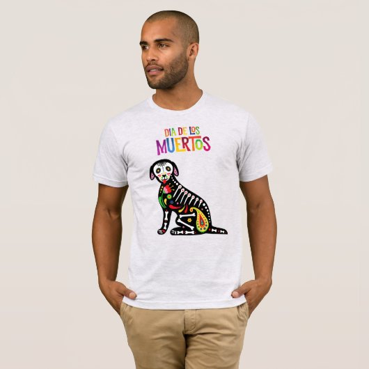 Dia De Los Muertos Dog Skeleton T-Shirt (Vorne ganz)