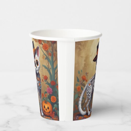 Día de Los Muertos el gato Pappbecher (Rechts)