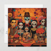 "Dia de los Muertos", Familie Colorful Calavera Einladung (Vorne/Hinten)