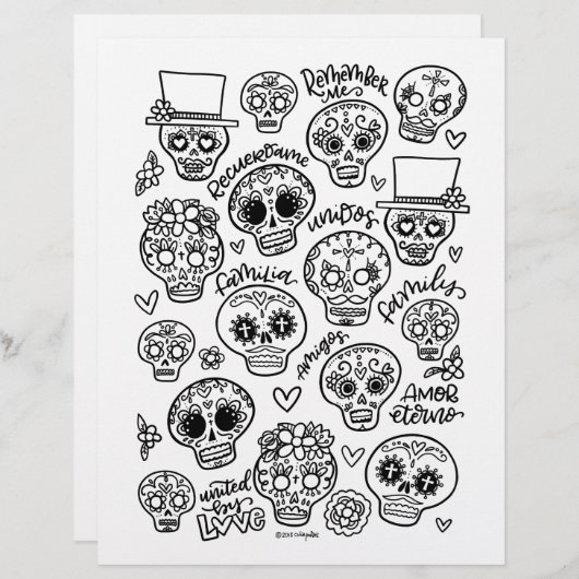 Dia De Los Muertos Farbseite (Vorne/Hinten)