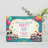 💀 Dia de los Muertos Fiesta Einladung (Stehend Vorderseite)