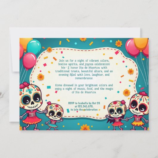 💀 Dia de los Muertos Fiesta Einladung (Rückseite)