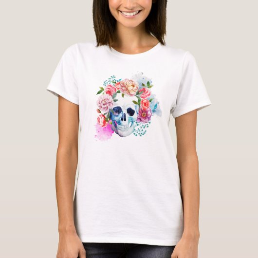 Dia de los Muertos Floral Skull Maternity Shirt (Vorderseite)