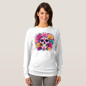 Día de los Muertos Floral Sugar Skull Art T-Shirt (Vorne ganz)