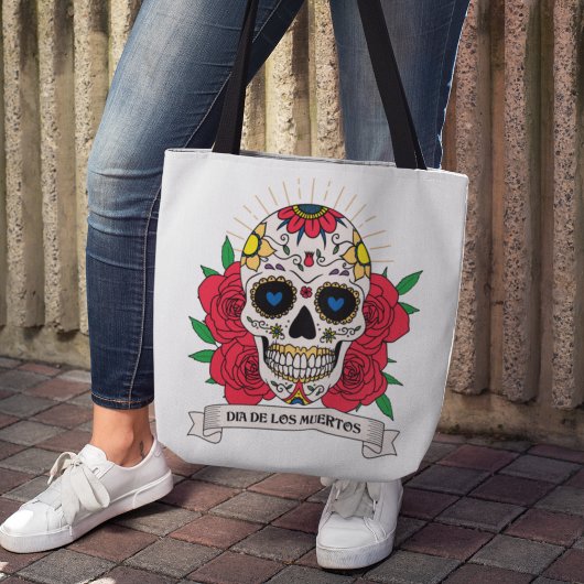 Dia de Los Muertos Floral Sugar Skull Tasche