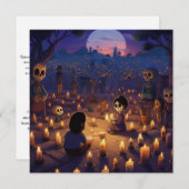 Dia de los Muertos Friedhof Marigold Meadows Einladung (Vorne/Hinten)