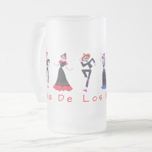 Dia De Los Muertos Gesangskelette Mattglas Bierglas (Vorderseite Links)