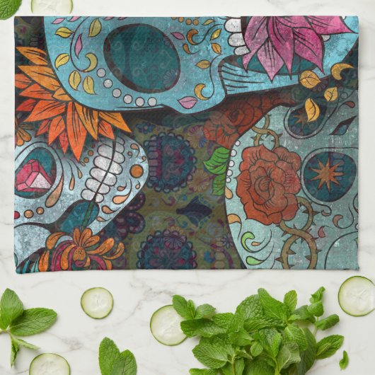 Dia De Los Muertos Geschirrtuch (Gefaltet)