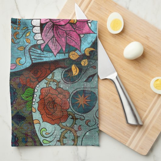 Dia De Los Muertos Geschirrtuch (Viertel Falte)