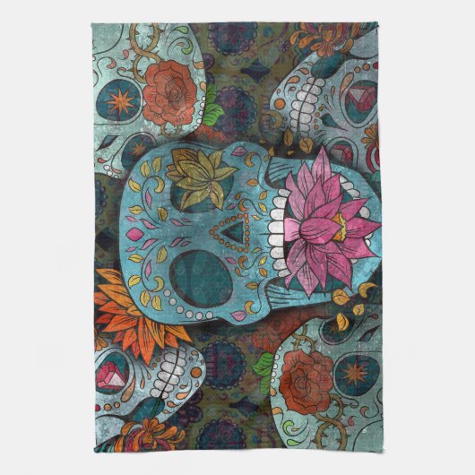 Dia De Los Muertos Geschirrtuch (Vertikal)