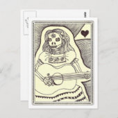 Dia de Los Muertos Girl mit Gitarre Postkarte (Vorne/Hinten)