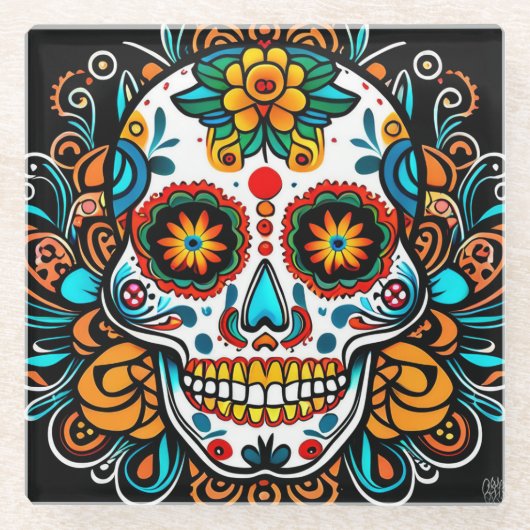 Dia de los Muertos Glasuntersetzer (Vorderseite)