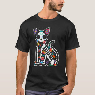 Dia De Los Muertos Gruseliger Zuckerkatzen-Schädel T-Shirt