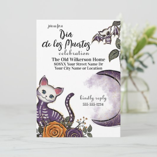 Dia de los Muertos Halloween-Party Einladung (Stehend Vorderseite)