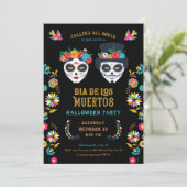 Dia de los Muertos Halloween-Party Einladung (Stehend Vorderseite)