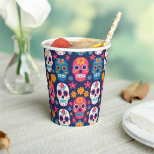 Dia de Los Muertos Halloween Pattern Paper Cups Pappbecher