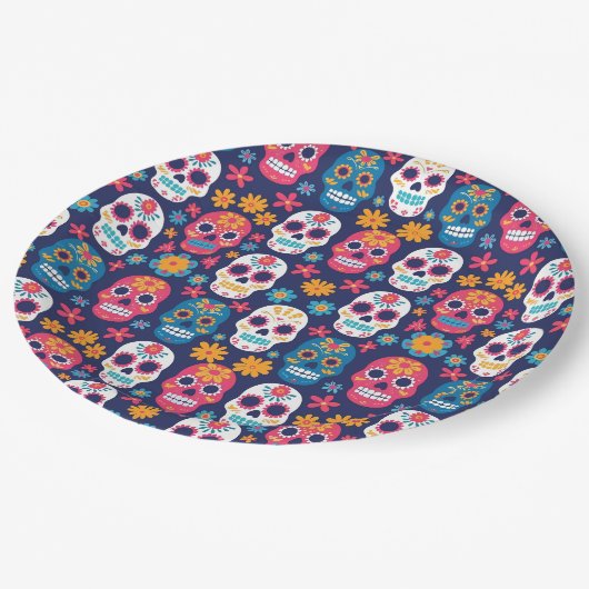 Dia de Los Muertos Halloween Pattern Paper Teller (Schrägansicht)