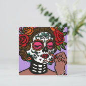Día de los Muertos Hand Drawn Catrina Einladung (Stehend Vorderseite)