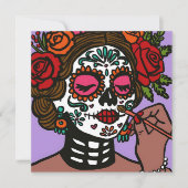 Día de los Muertos Hand Drawn Catrina Einladung (Vorderseite)