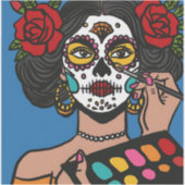 Dia de los Muertos Hand zeichnen Aufkleber (Vorderseite)