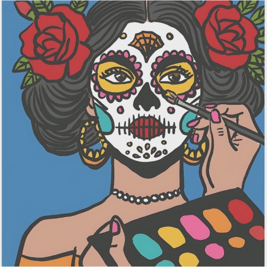 Dia de los Muertos Hand zeichnen Aufkleber (Vorderseite)