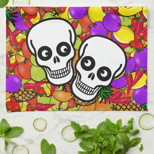 Dia De Los Muertos - Happy Couple W/Fruit Küchentuch (Gefaltet)