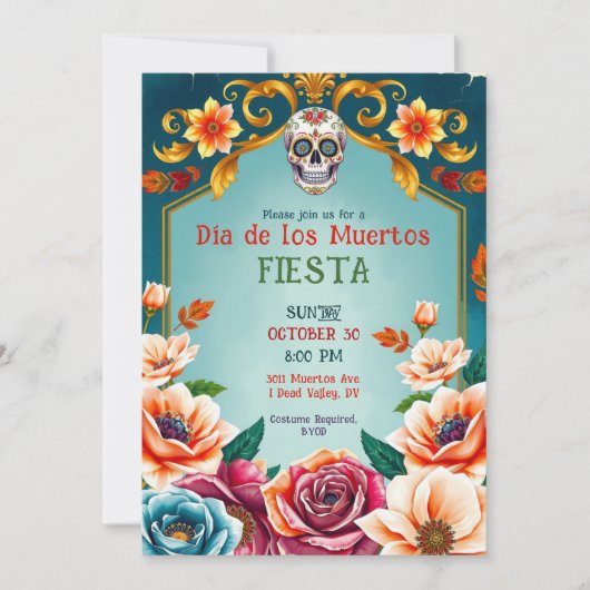 💀🎉Dia de los Muertos Heart & Soul Einladung (Vorderseite)