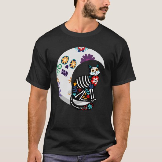 Dia de los Muertos in Mexiko oder Sugar Skull Cat  T-Shirt (Vorderseite)