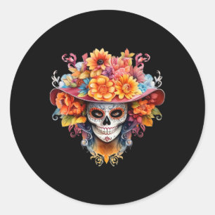 Dia De Los Muertos Kostüm Tag Der Toten Schädel H Runder Aufkleber