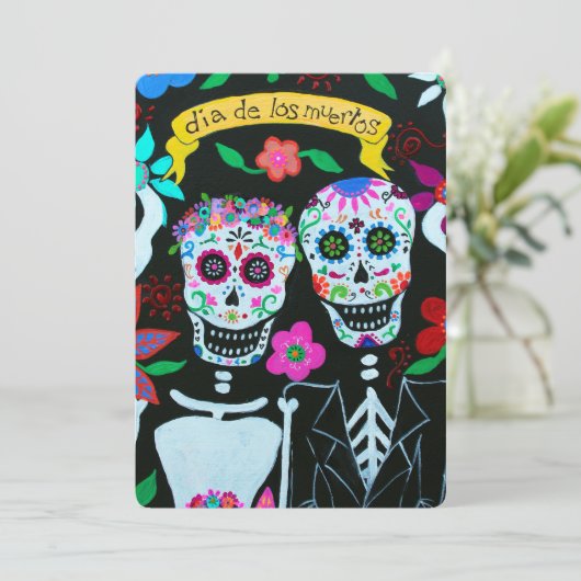 DIA DE LOS MUERTOS LIEBE COUPLE WEDING EINLADUNG (Stehend Vorderseite)